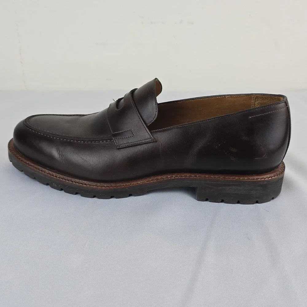 Beckett Simonon Fuentes Penny Loafers Mens 11.5 Brown Leather Lug Sole Shoes
